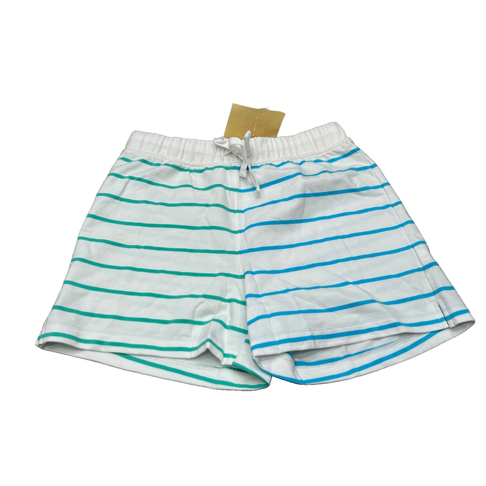 NWT‎ J. Crew Womens White Striped Elastic Waist Flat Front Comfort Shorts Size S